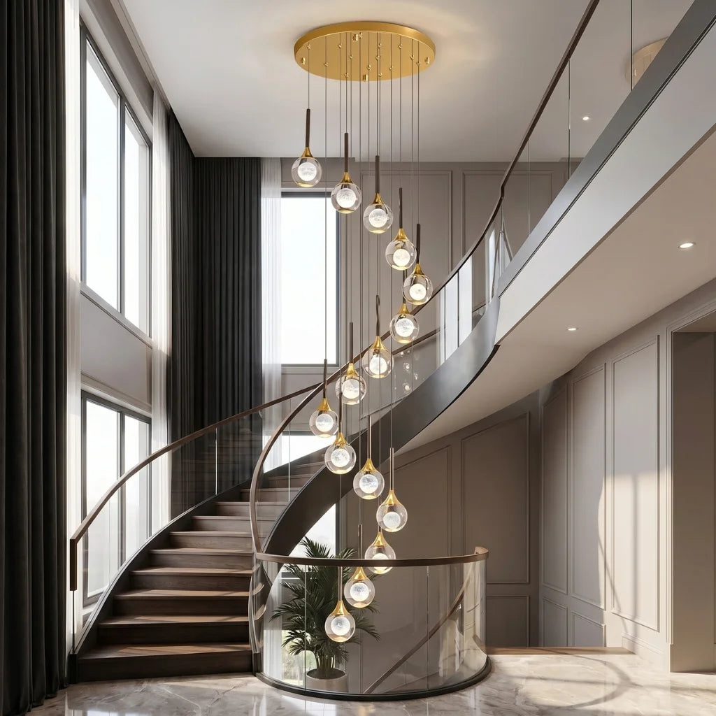 Galaxy Luxury Spiral LED Chandelier for Tall Foyers & Stairwells