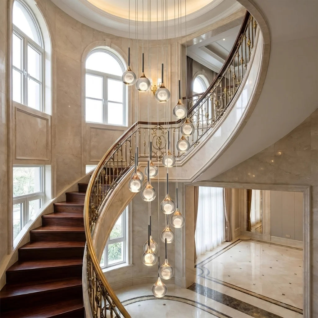 Galaxy Luxury Spiral LED Chandelier for Tall Foyers & Stairwells