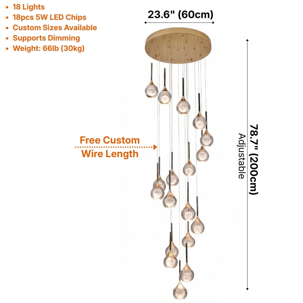 Galaxy Luxury Spiral LED Chandelier for Tall Foyers & Stairwells