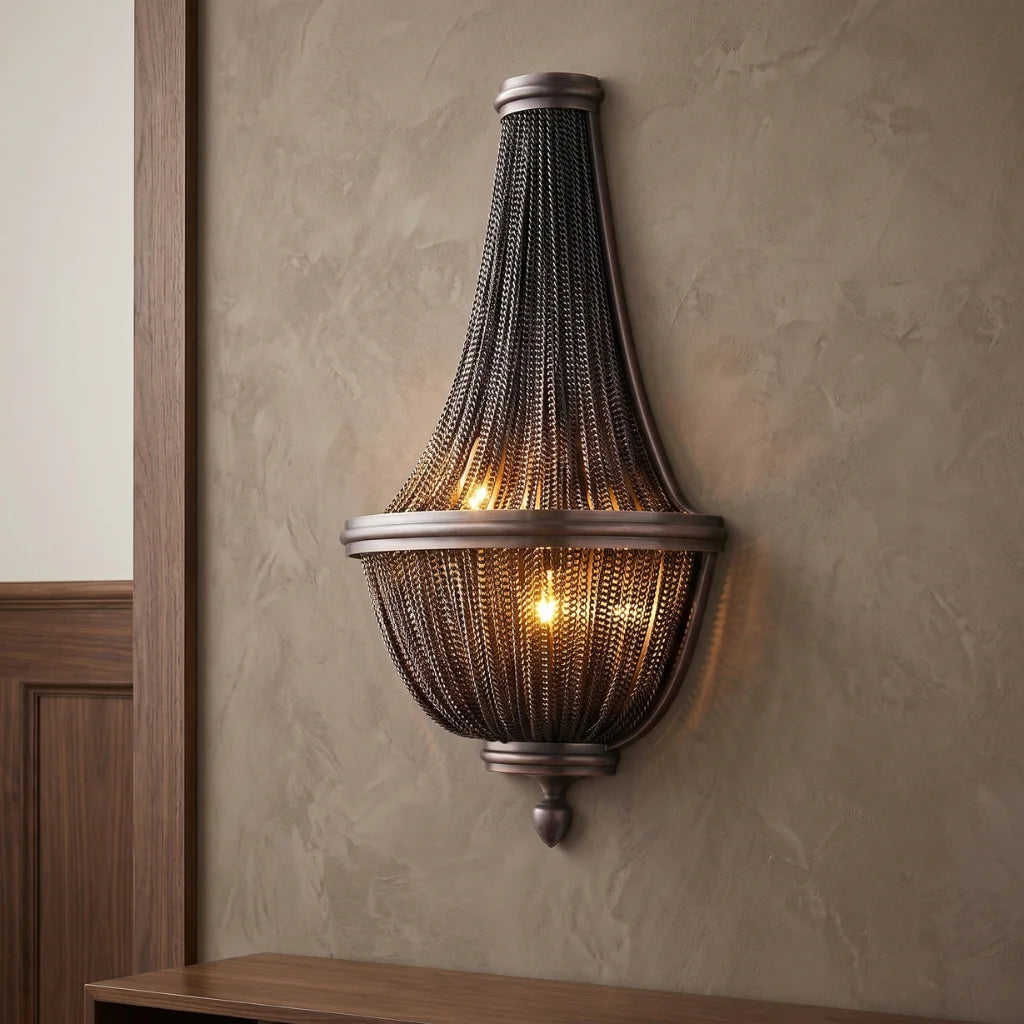 Veil Black Aluminum Chain Modern LED Wall Light for Bedroom & Living Room
