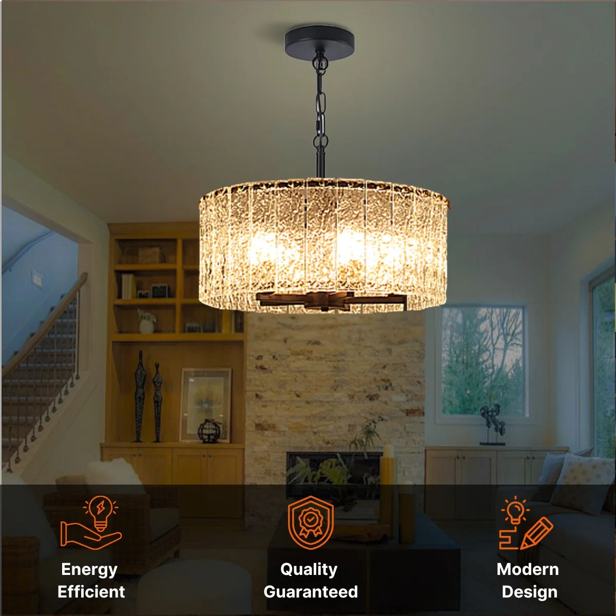 Glim Black Glass Chandelier