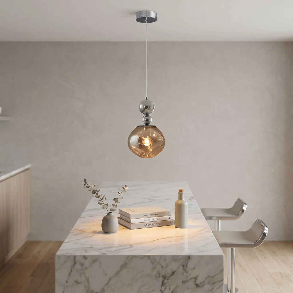 Aureliav Minimalist Glass Ball Pendant Light for Dining Room & Kitchen Island