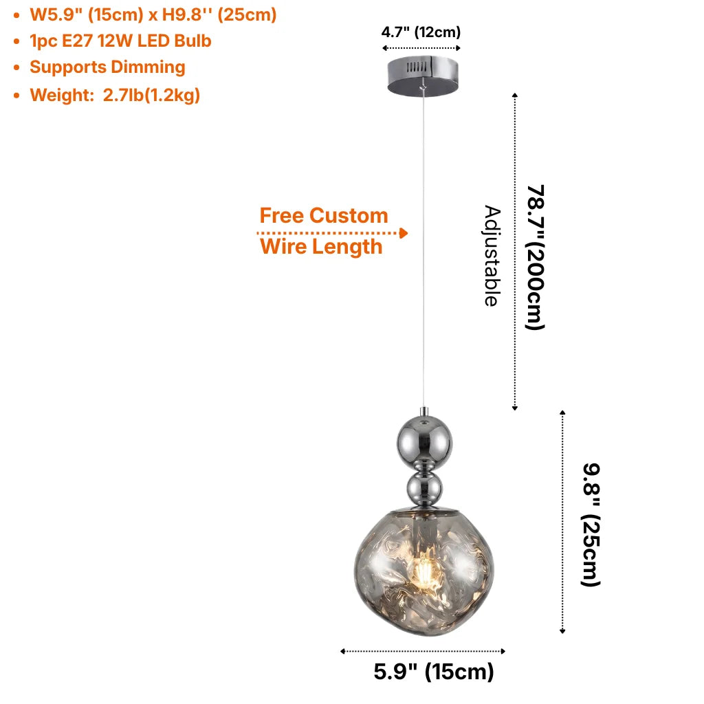 Aureliav Minimalist Glass Ball Pendant Light for Dining Room & Kitchen Island