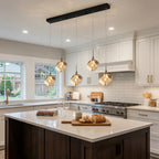 Core Black Modern Crystal Pendant Light for Kitchen Island & Dining Room