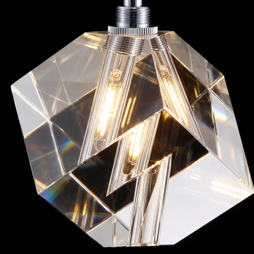 Core Black Modern Crystal Pendant Light for Kitchen Island & Dining Room