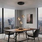 Core Black Modern Crystal Pendant Light for Kitchen Island & Dining Room