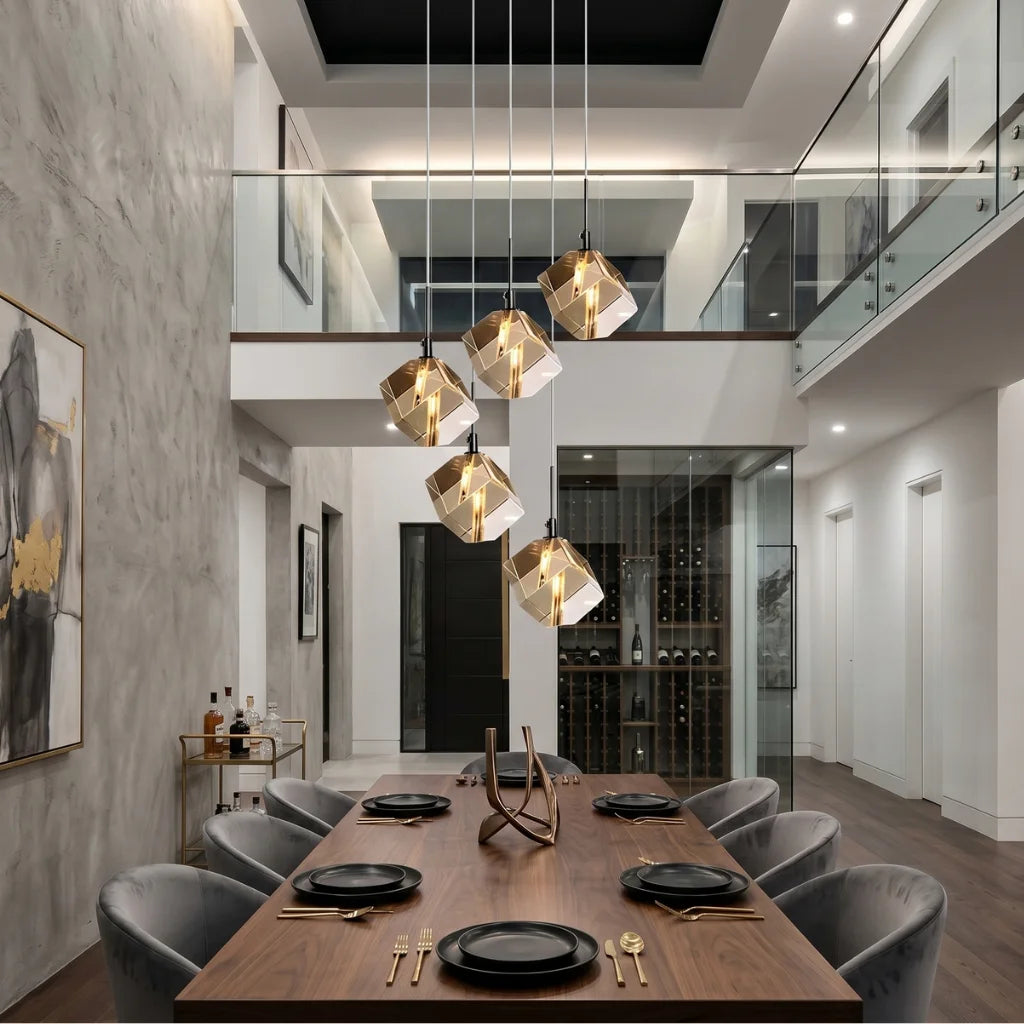 Core Black Modern Crystal Pendant Light for Kitchen Island & Dining Room