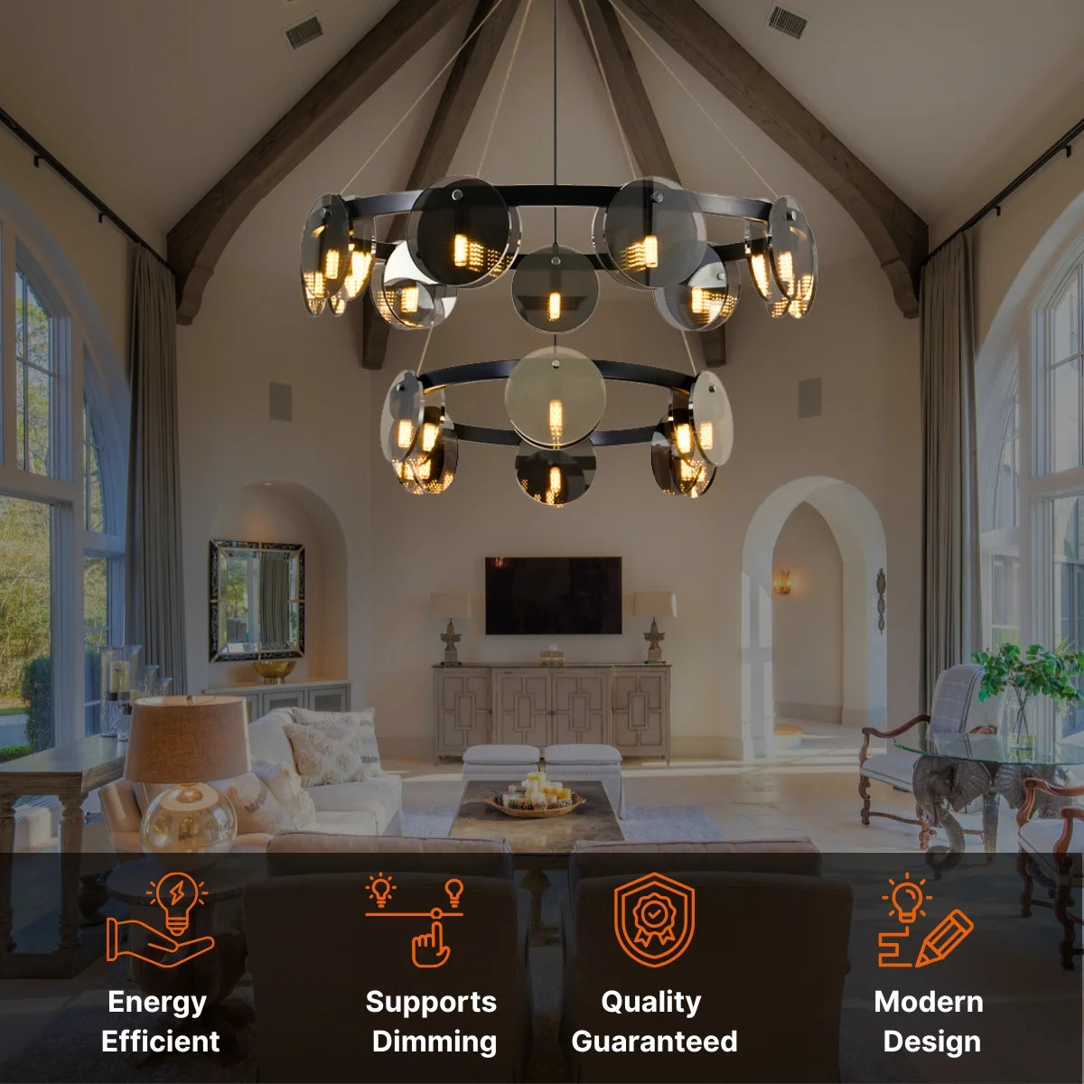Loop Black Chandelier Farmhouse
