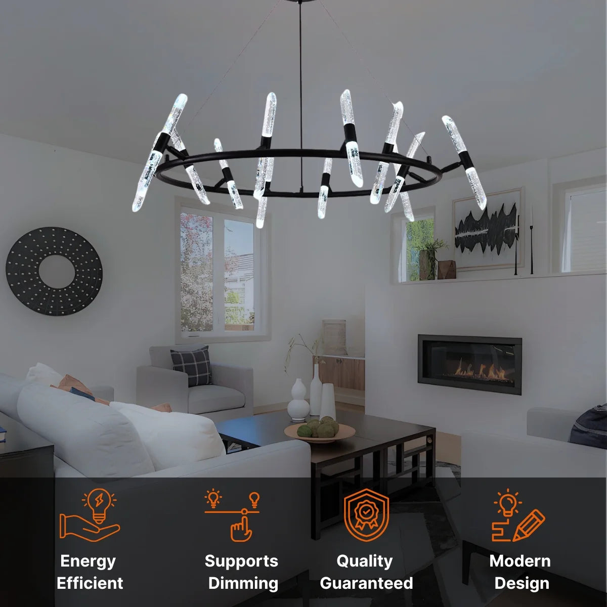 Ray Modern Black Chandelier