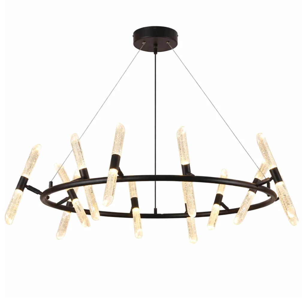 Ray Modern Black LED Crystal Chandelier for Living Room & Dining Room