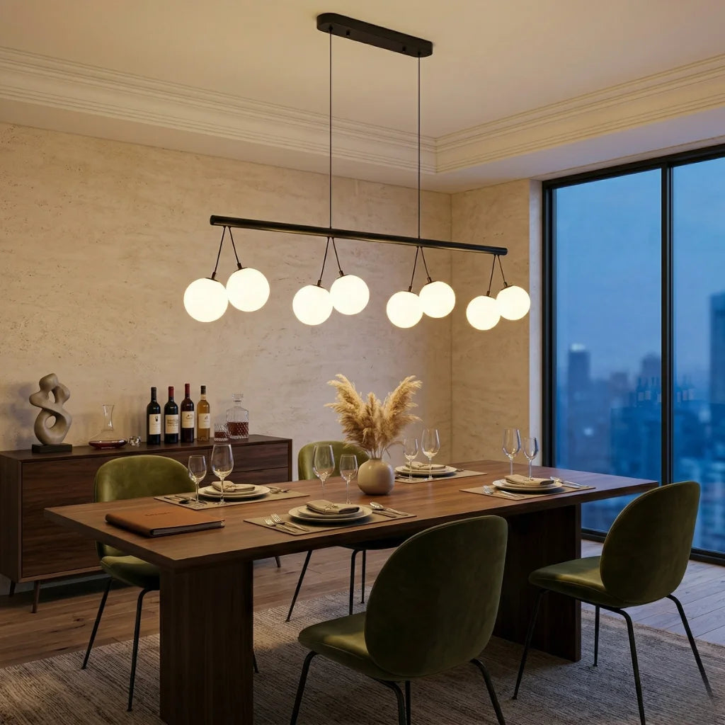 Sol Modern Black Glass Ball LED Chandelier for Living Room