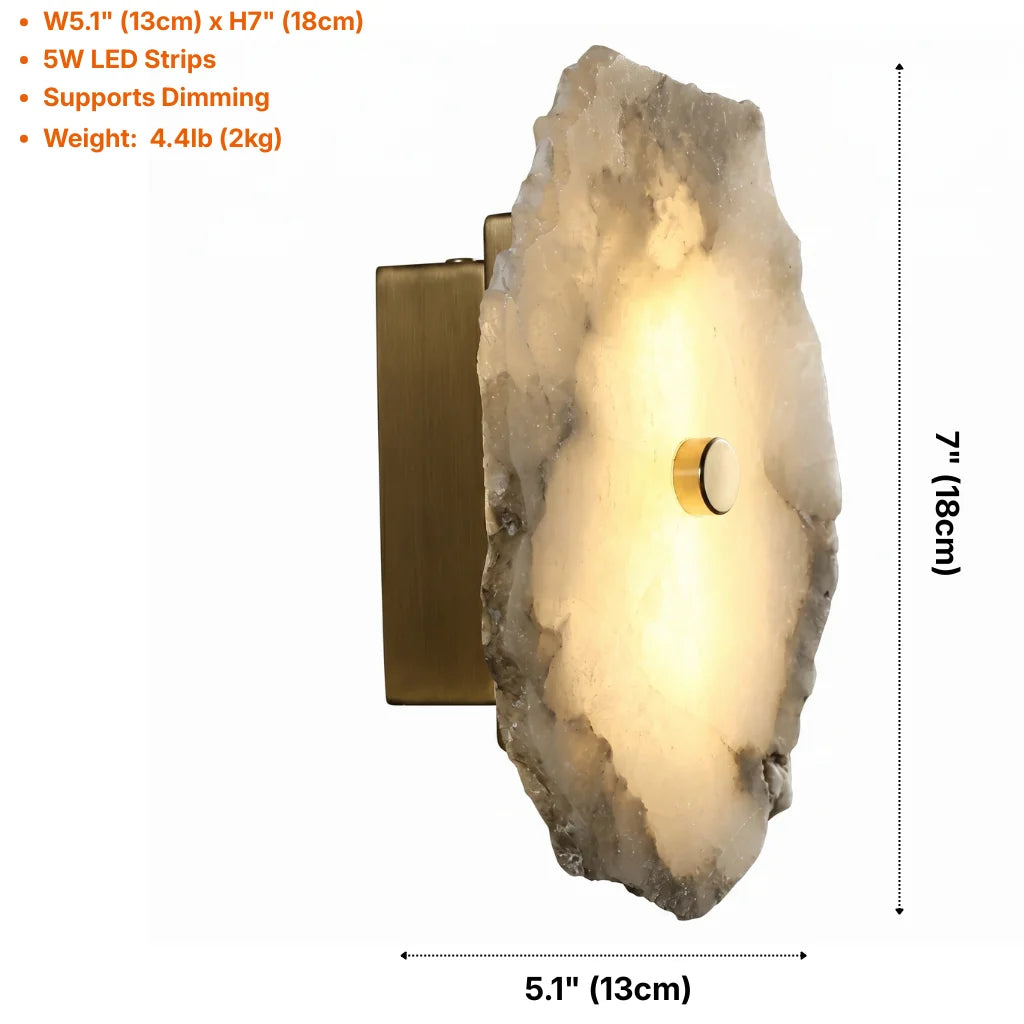 Opal Modern Marble LED Wall Sconce for Bedroom & Living Room