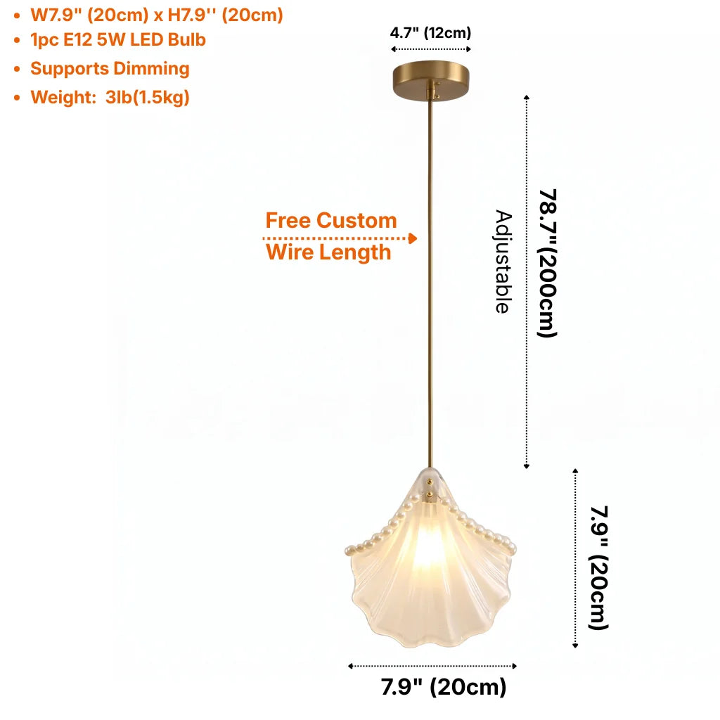 Cora Glass Shell Pendant Light for Bedroom & Kitchen Island