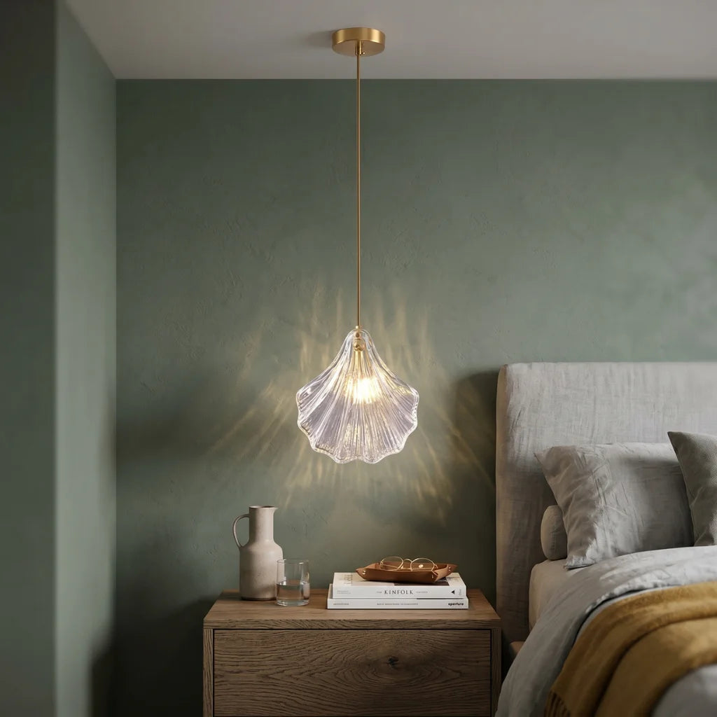Cora Glass Shell Pendant Light for Bedroom & Kitchen Island
