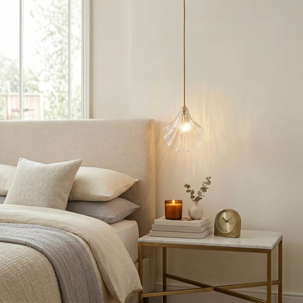 Cora Glass Shell Pendant Light for Bedroom & Kitchen Island