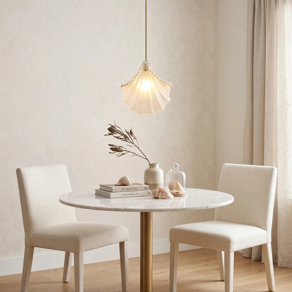 Cora Glass Shell Pendant Light for Bedroom & Kitchen Island