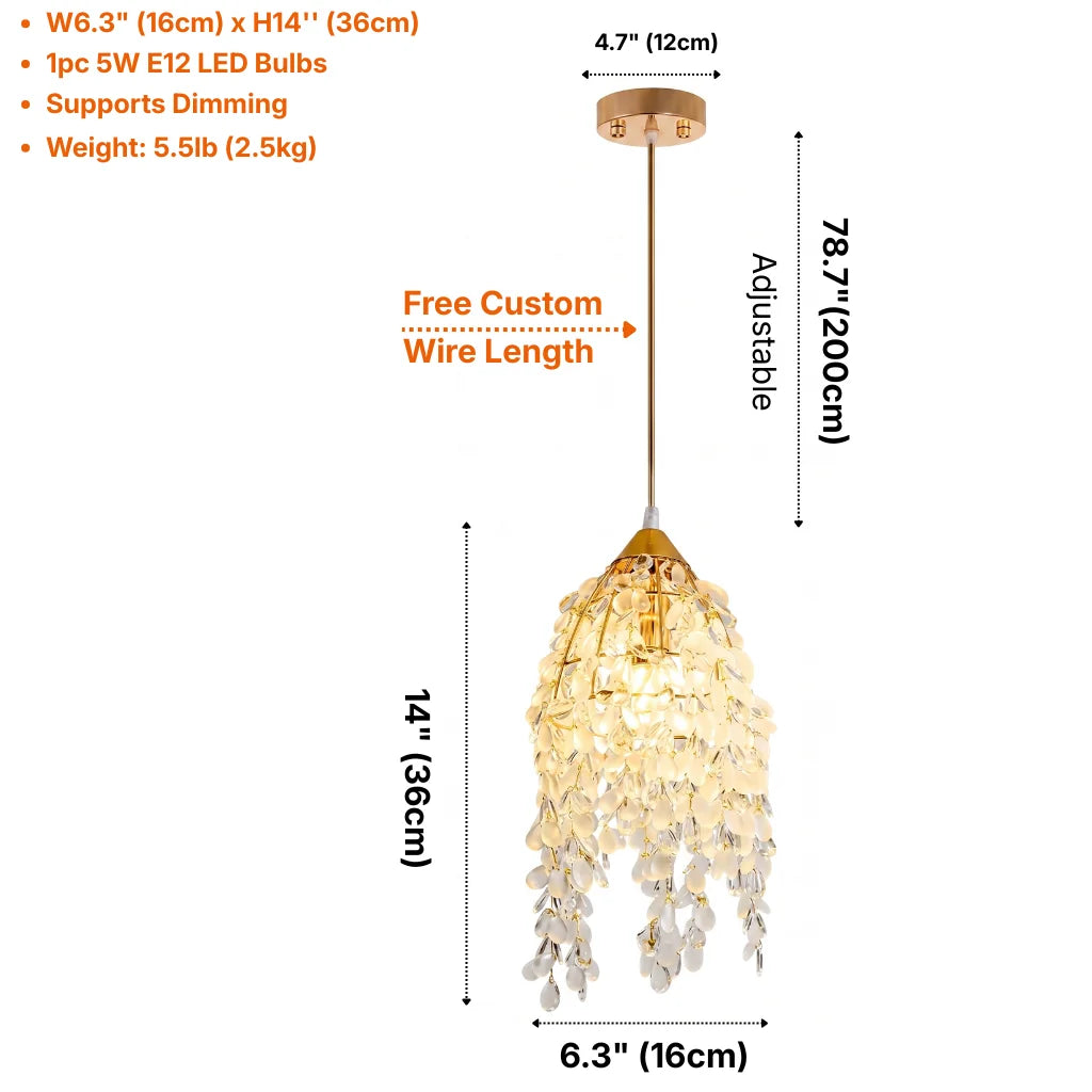 Drova Gold Glass Pendant Light for Kitchen Island & Bedroom
