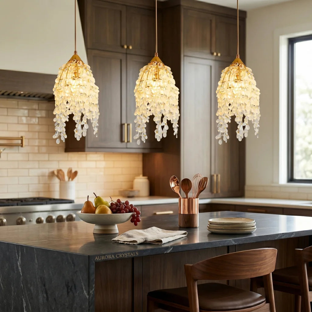 Drova Gold Glass Pendant Light for Kitchen Island & Bedroom