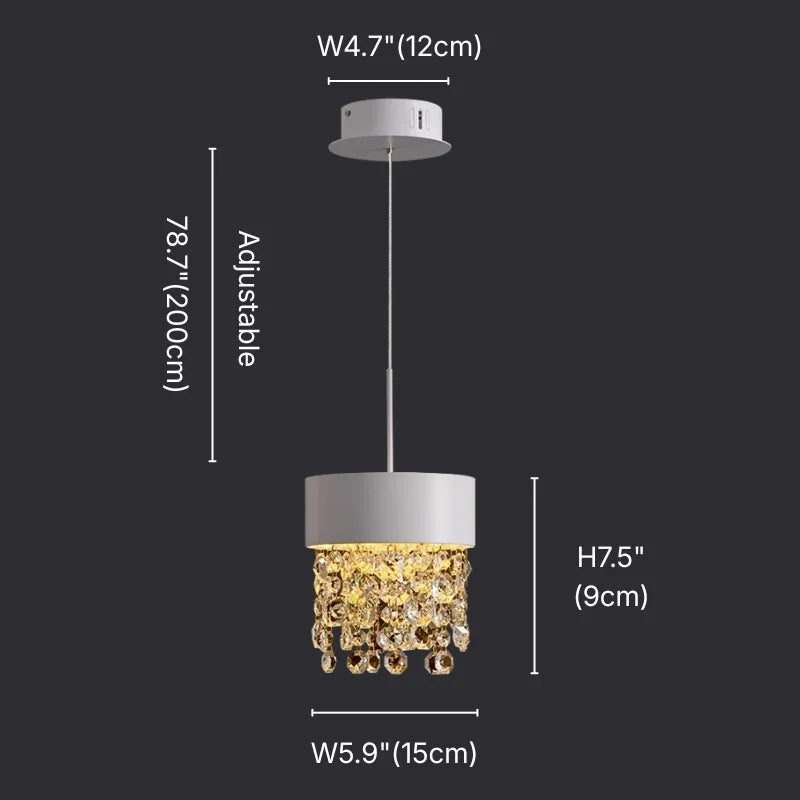 Vetra Mini White Crystal Pendant Light for Dining Room & Kitchen Island