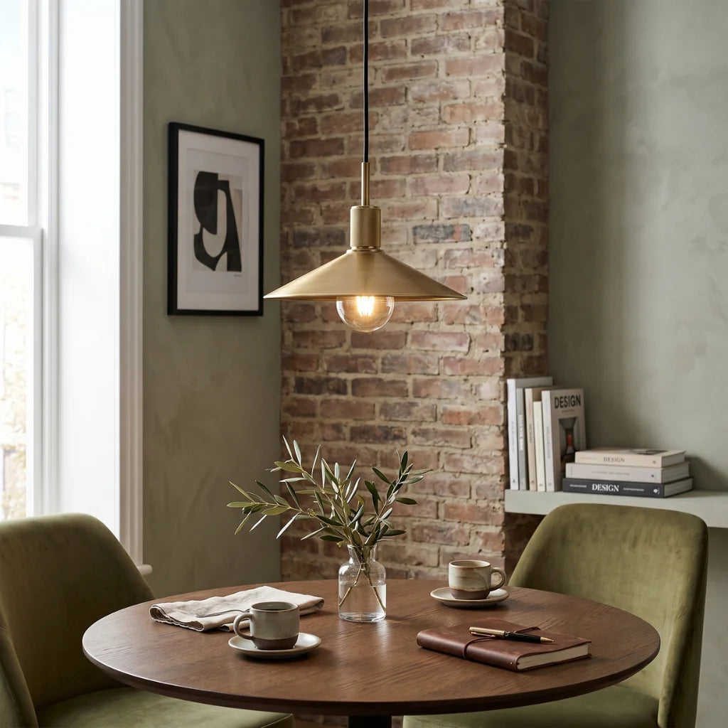 Brassa Black & Gold Glass Pendant Light for Dining Room & Kitchen Island
