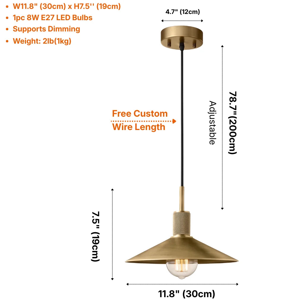 Brassa Black & Gold Glass Pendant Light for Dining Room & Kitchen Island