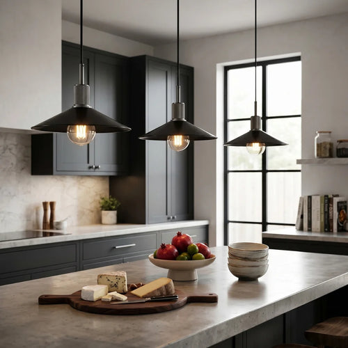 Brassa Black & Gold Glass Pendant Light for Dining Room & Kitchen Island