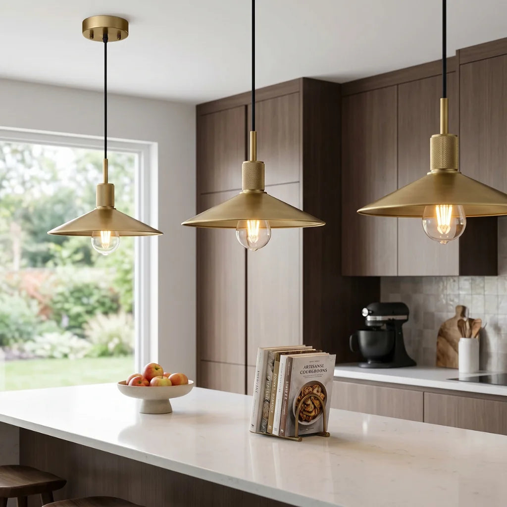 Brassa Black & Gold Glass Pendant Light for Dining Room & Kitchen Island