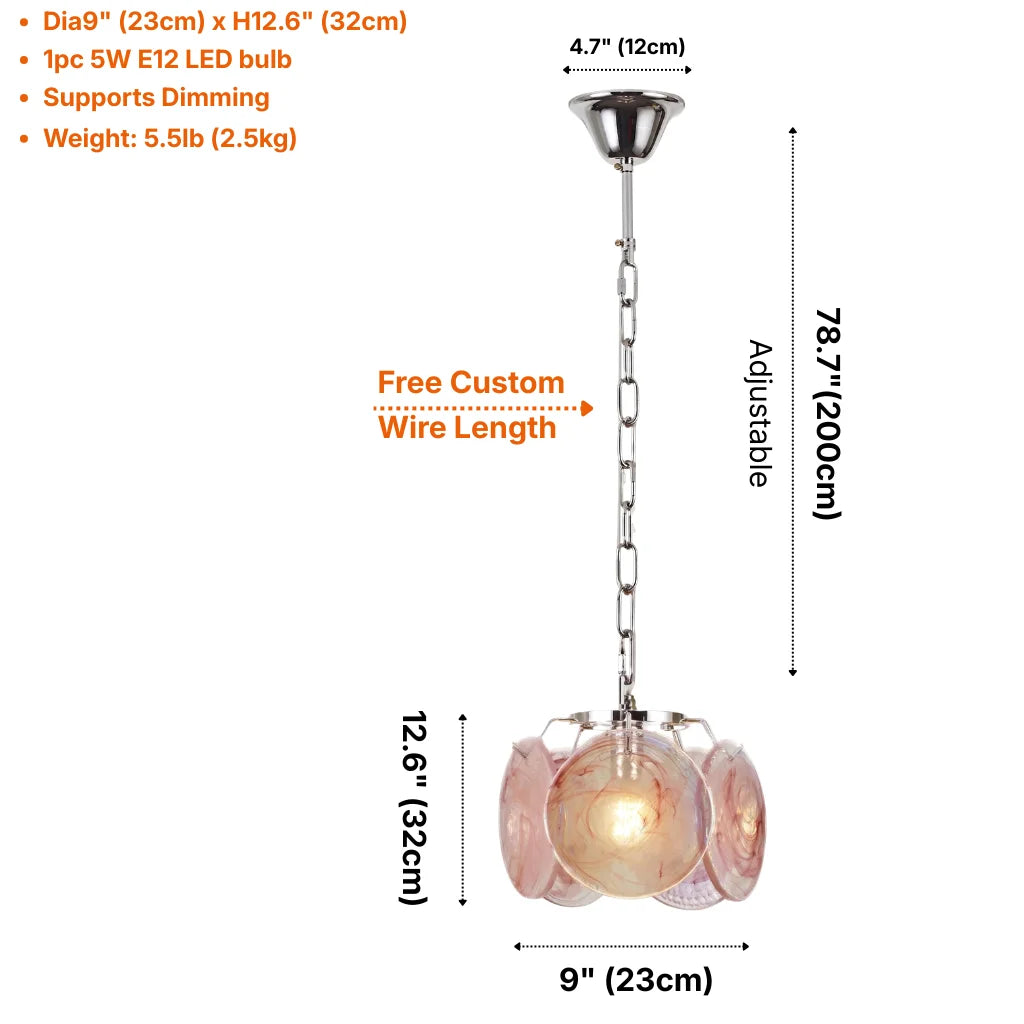 Celina Colorful Glass Pendant Light by YOOGEE metal finish and canopy hardware detail