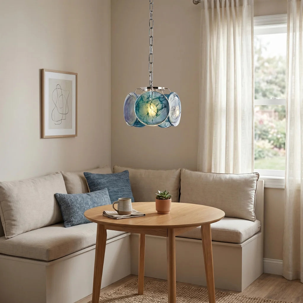 YOOGEE Celina Multicolor Glass Pendant Light over kitchen island in contemporary kitchen