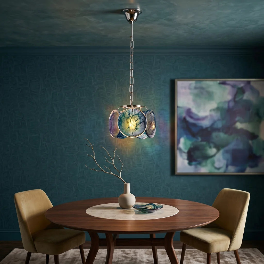 Celina Colorful Glass Pendant Light close-up showing hand-blown glass texture and color blend