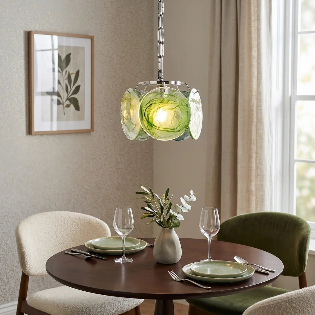 YOOGEE Celina Art Glass Pendant Lights pair over kitchen peninsula for eclectic home decor