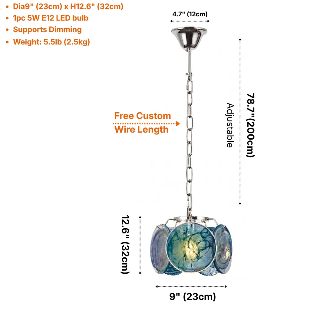 Celina Multicolor Glass Pendant Light in open-concept kitchen and dining room space