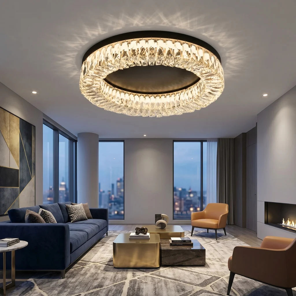 Black Crystal Ceiling Lamp For Living Room