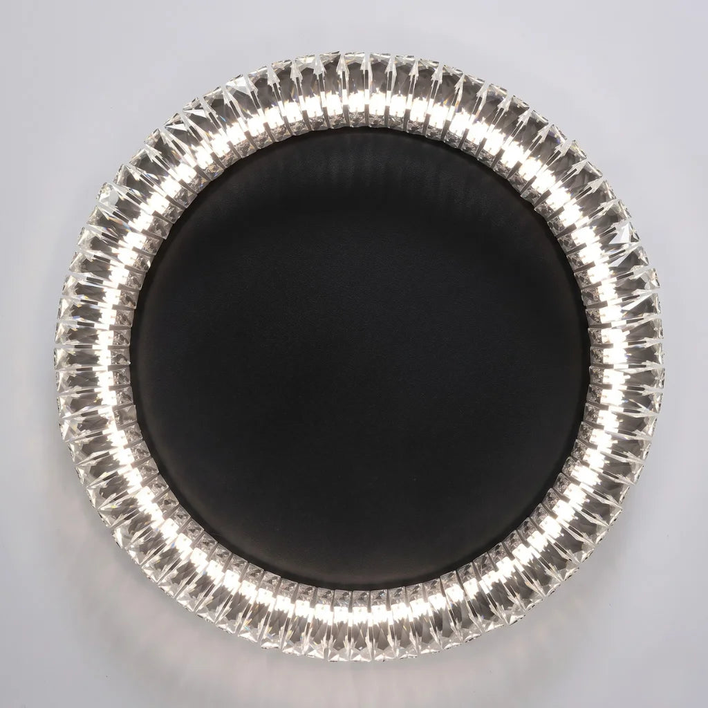 Black Round Led Flat Mounted Lamp For Low Ceiling