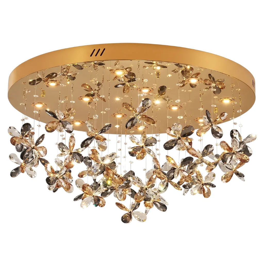 Lumix Luxury Gold Crystal Ceiling Light for Living Room & Dining Room
