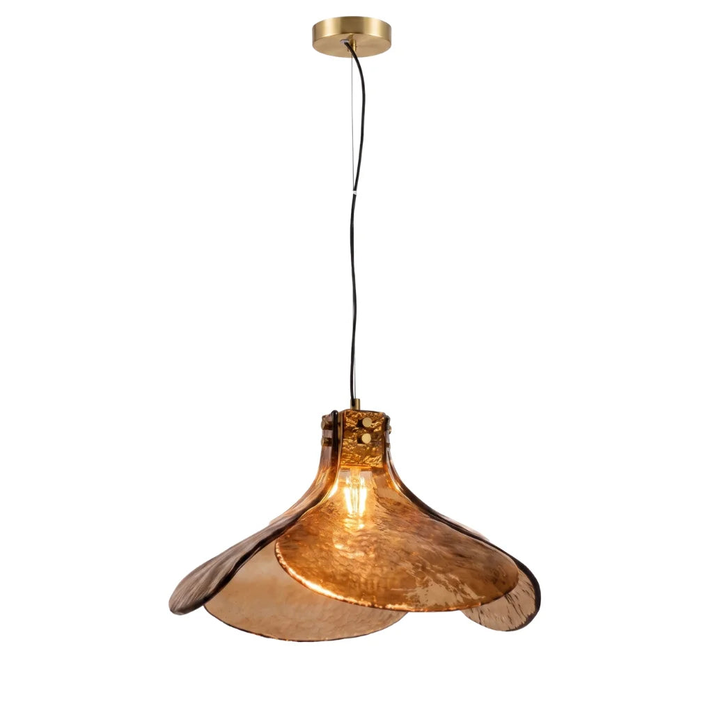 Modern brass pendant light for upscale American home interiors
