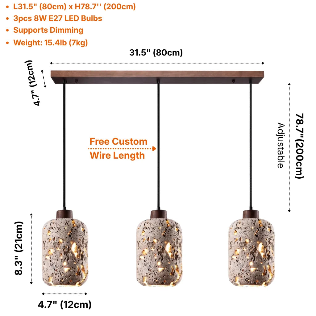 Tufa Natural Calcified Stone Pendant Light by YOOGEE for luxury American kitchen and dining spaces
