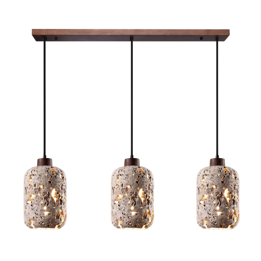 YOOGEE Tufa Calcified Stone Pendant Light front view on white background