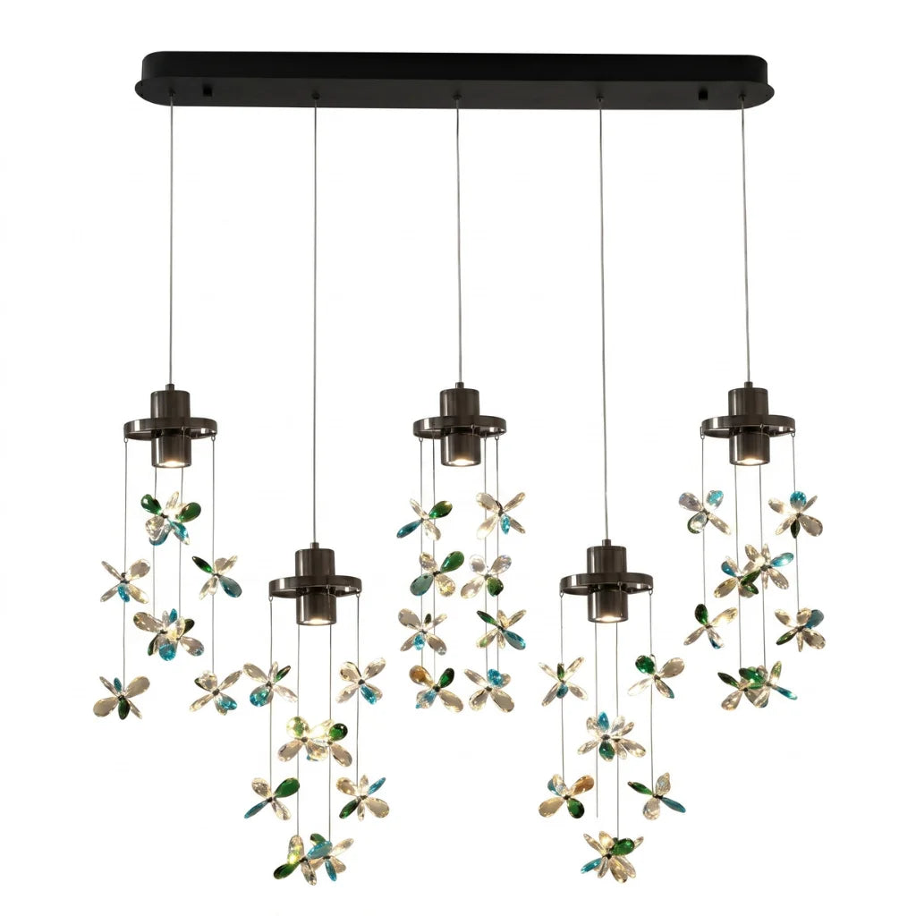 Sylvi Modern Crystal Chandelier with Black Frame for Dining Room & Living Room