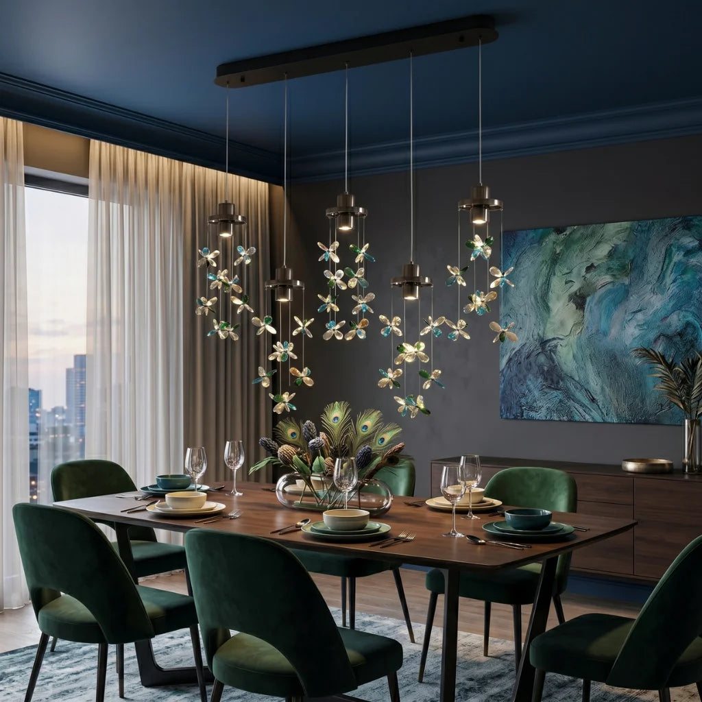 Sylvi Modern Crystal Chandelier with Black Frame for Dining Room & Living Room