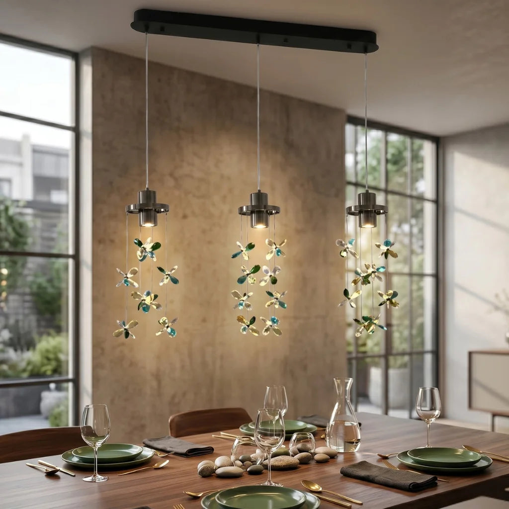 Sylvi Modern Crystal Chandelier with Black Frame for Dining Room & Living Room