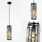 YOOGEE Clyo Gold Crystal Pendant Light in contemporary open-concept kitchen and dining space