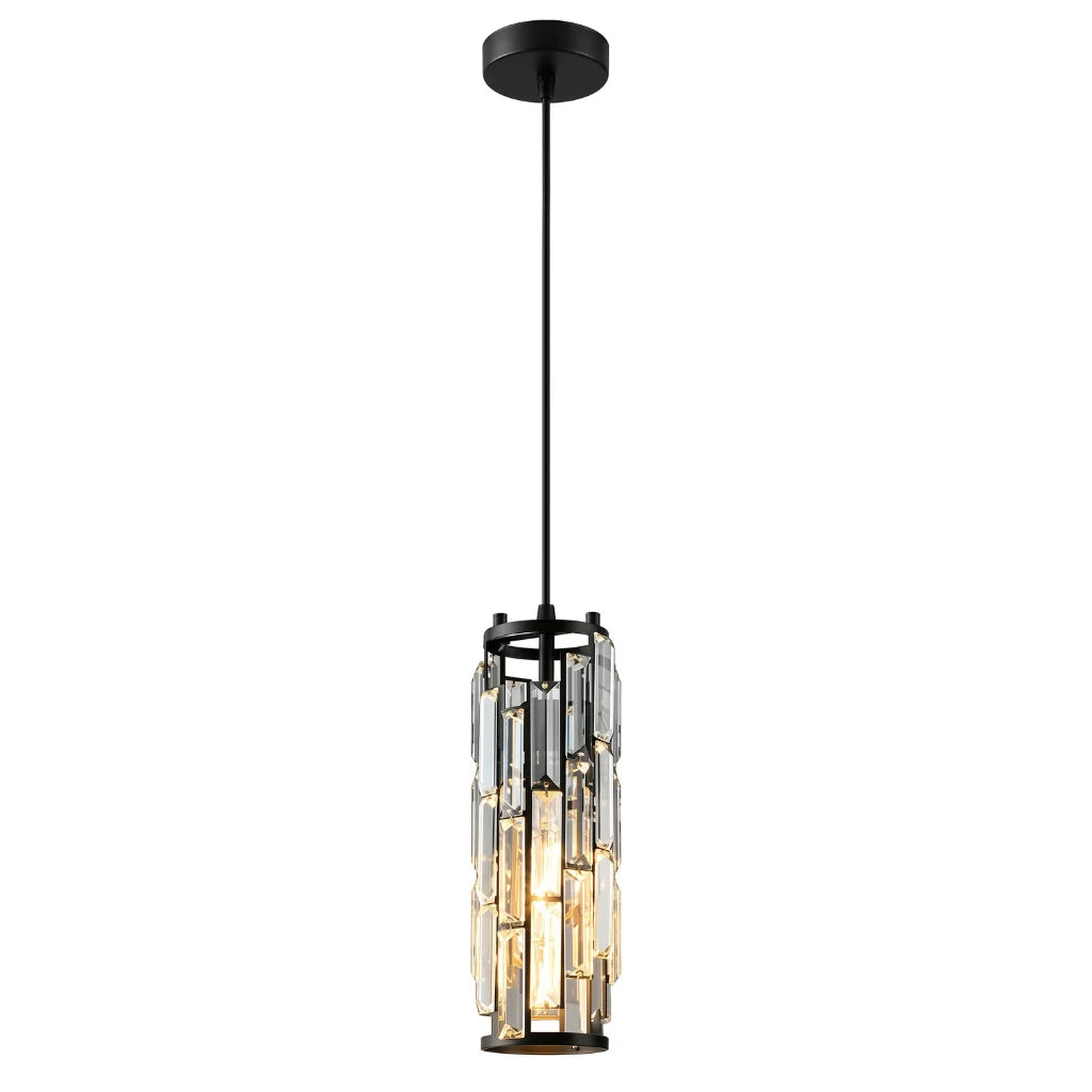 YOOGEE Clyo Crystal Pendant Light front view on white background for kitchen island lighting