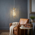 YOOGEE Clyo Crystal Pendant Light warm LED glow in evening dining room ambiance
