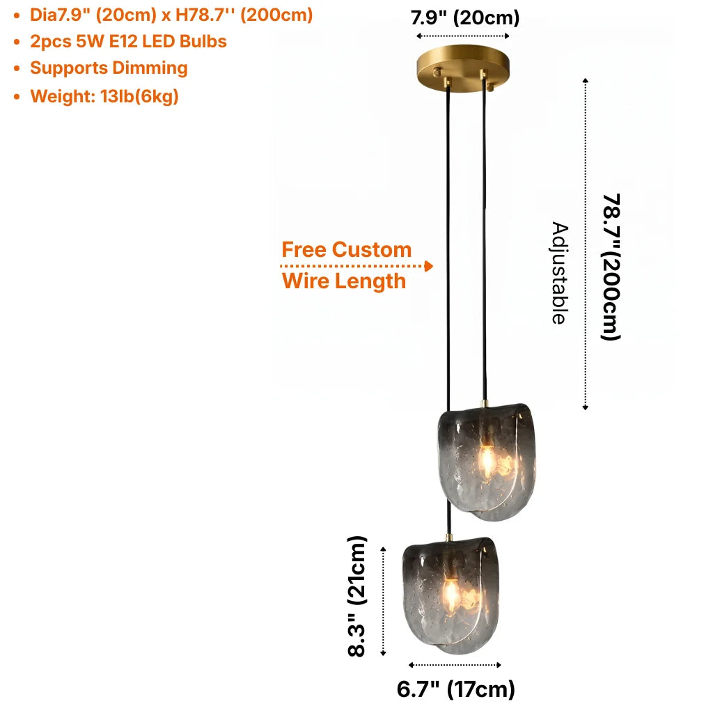 Dysa Smoky Grey Glass Pendant Light for Dining Room & Kitchen Island