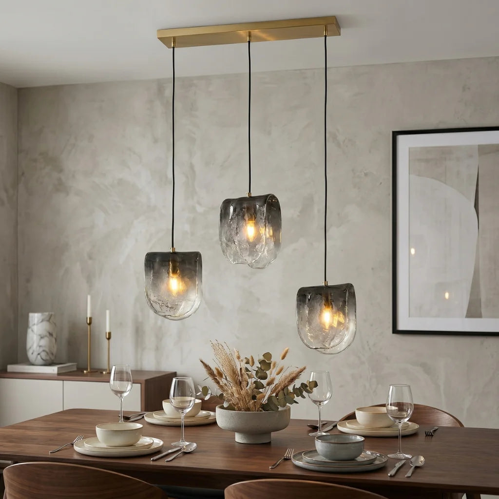 Dysa Smoky Grey Glass Pendant Light for Dining Room & Kitchen Island