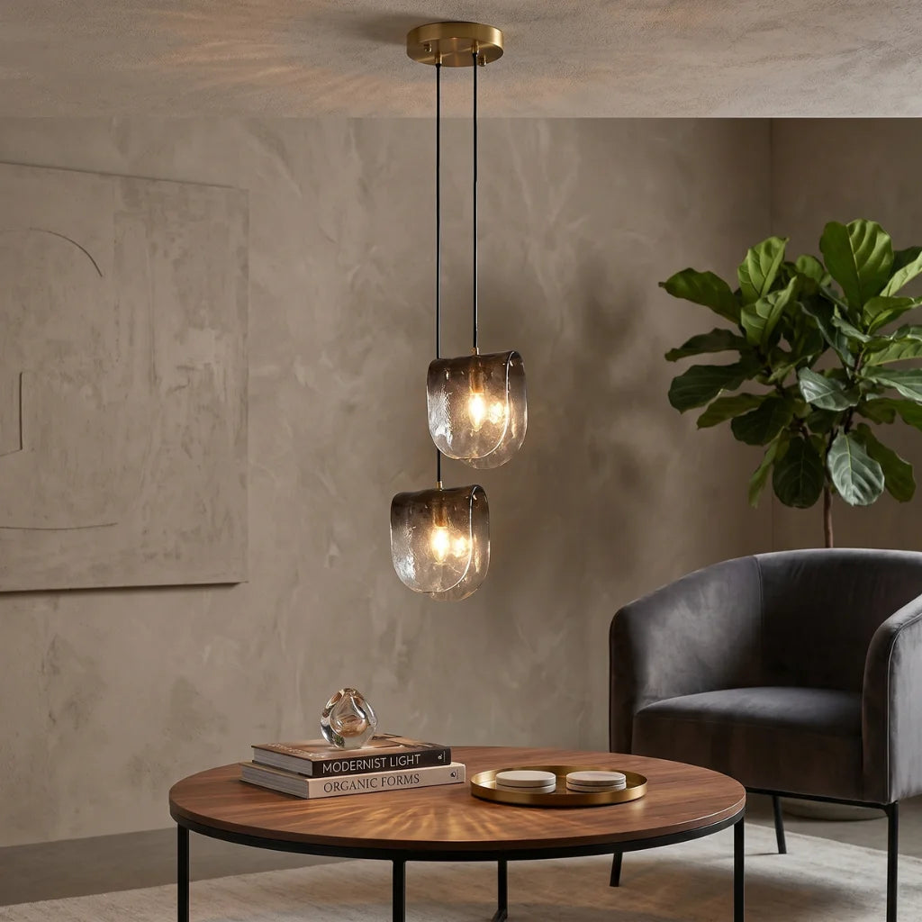 Dysa Smoky Grey Glass Pendant Light for Dining Room & Kitchen Island