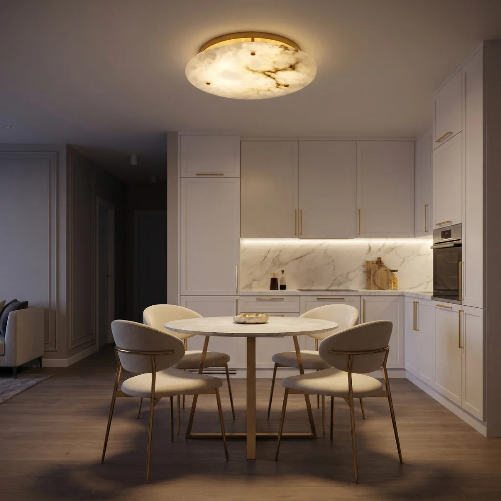 Dining Room Gold Flat Mounted Lamp For Low Ceiling