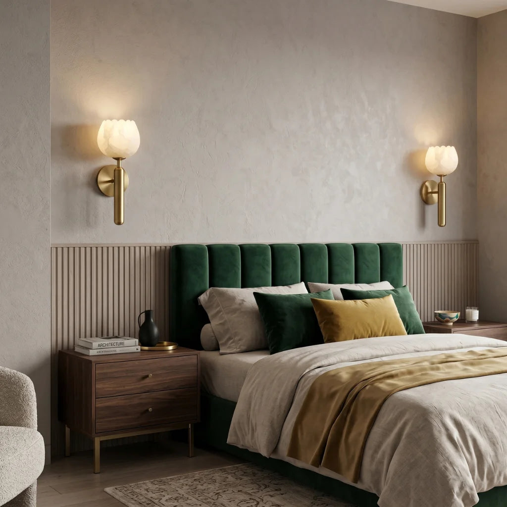 Velin Marble LED Wall Sconce for Bedroom, Living Room & Hallway