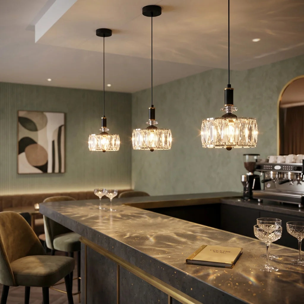 Elora LED Crystal Pendant Light Modern Black Small Crystal Chandelier